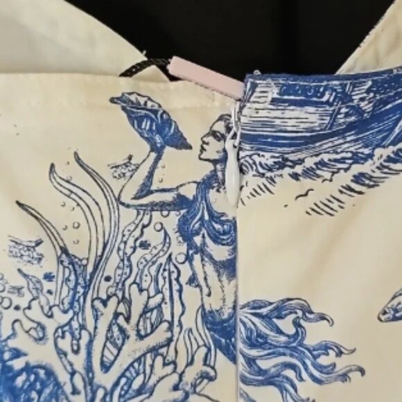 " wall paper dress " nautical, ocean, mermaid, beach, aquatic. - Picture 4 of 7